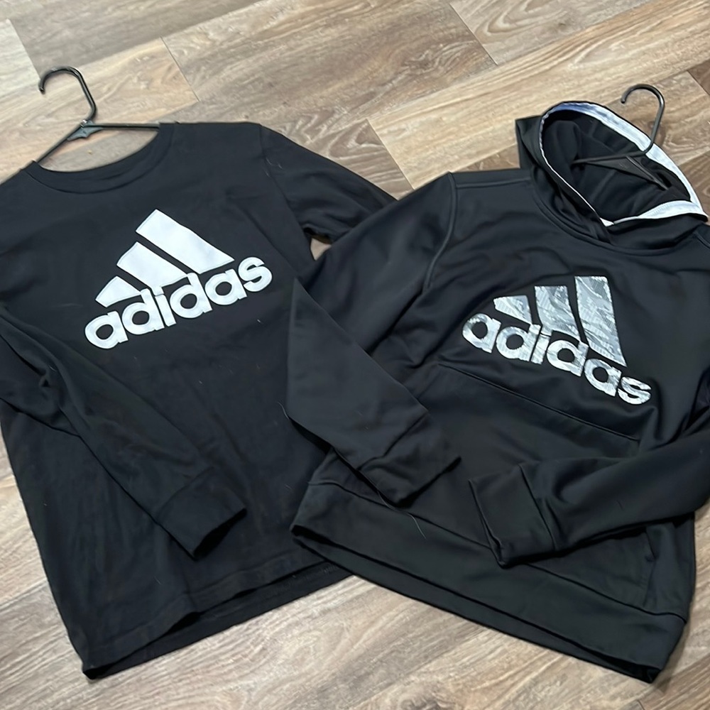 Boys youth 10/12 adidas hoodie and long sleeve top black